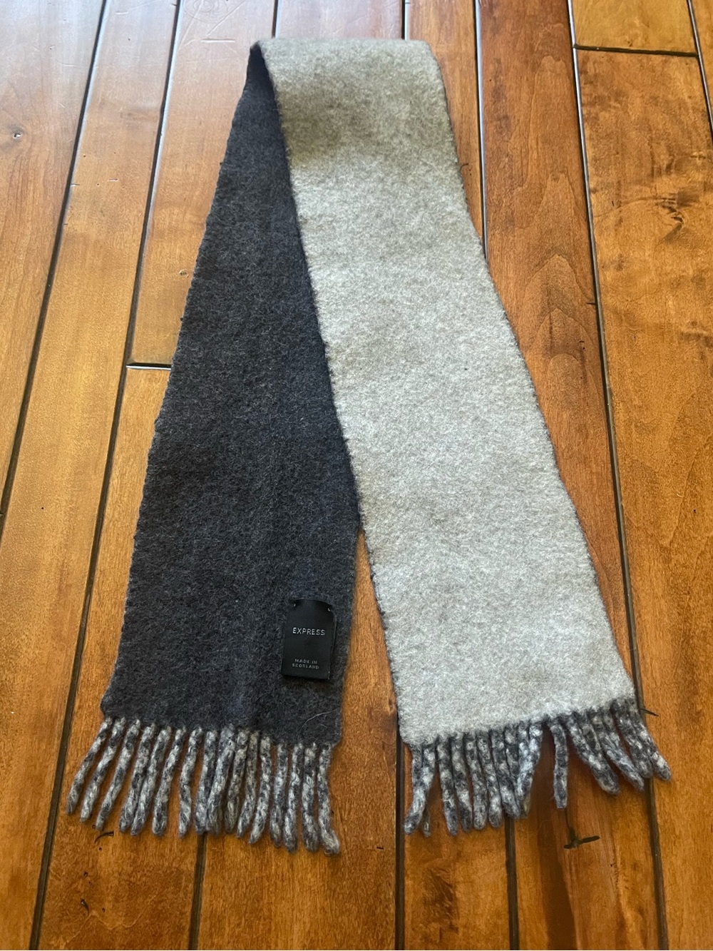 Double-sided Dark Gray/Light Gray Express Wool and Angora Scarf